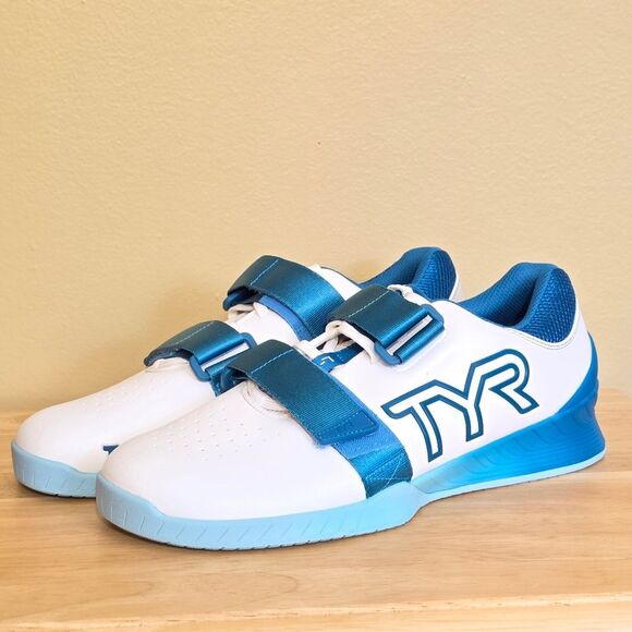 TYR L-1 Lifter Weightlifting Shoes White Turquoise Blue Men's Size 10.5 - Picture 3 of 7